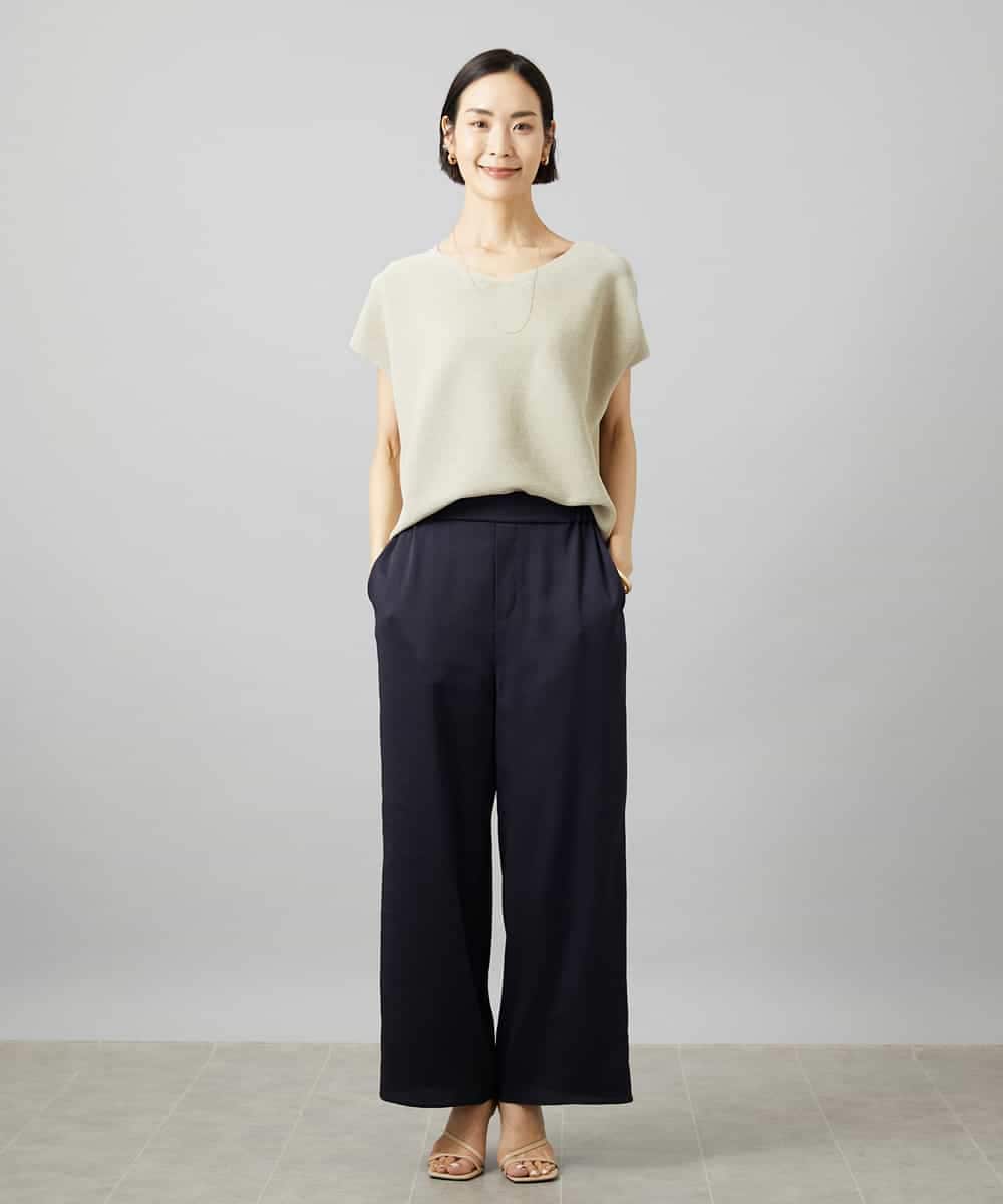 FMFGD02190 MICHEL KLEIN(ミッシェルクラン) ホールガーメント(R)Vネックラメニット パープル