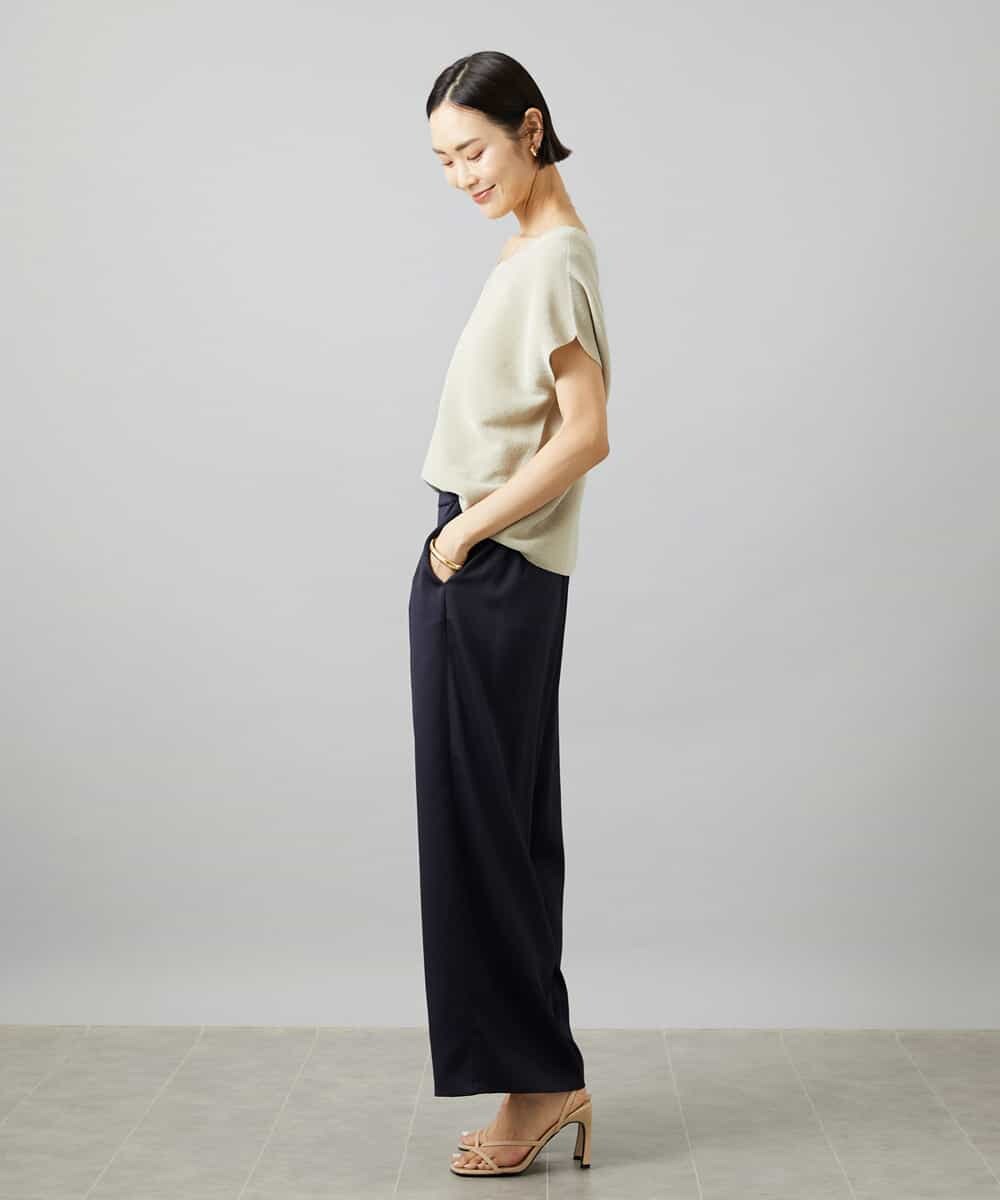 FMFGD02190 MICHEL KLEIN(ミッシェルクラン) ホールガーメント(R)Vネックラメニット パープル