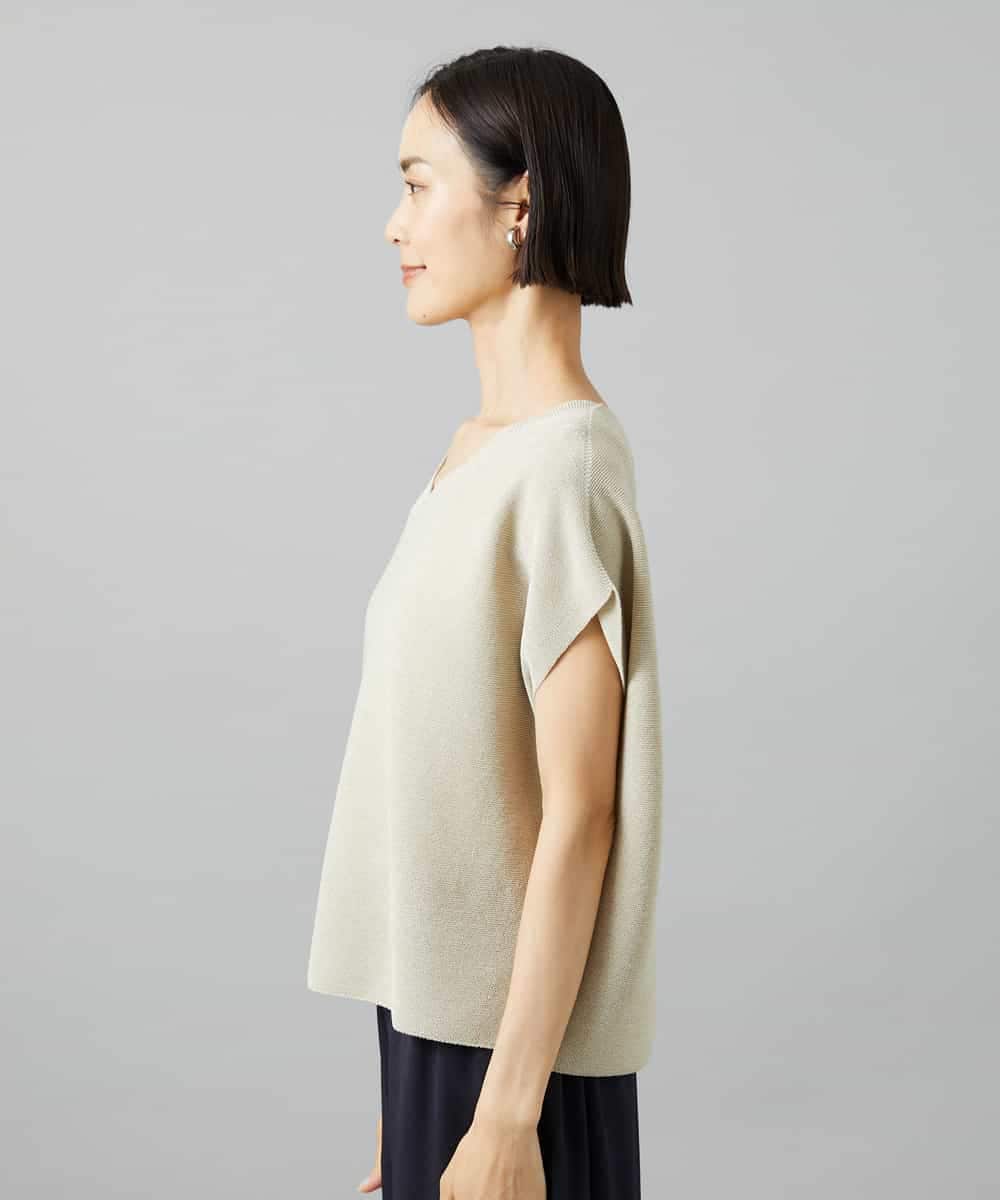 FMFGD02190 MICHEL KLEIN(ミッシェルクラン) ホールガーメント(R)Vネックラメニット パープル