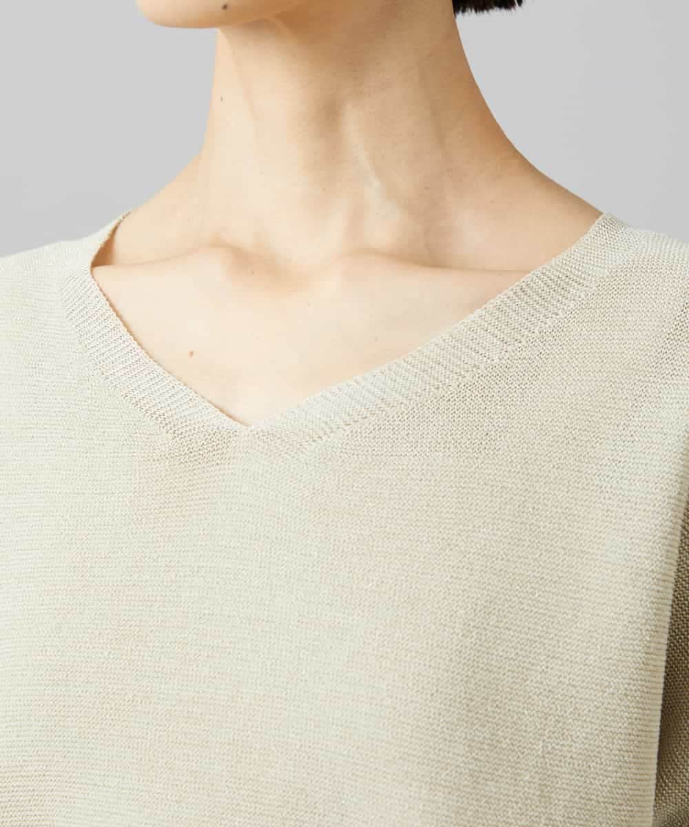 FMFGD02190 MICHEL KLEIN(ミッシェルクラン) ホールガーメント(R)Vネックラメニット パープル