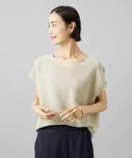 FMFGD02190 MICHEL KLEIN(ミッシェルクラン) ホールガーメント(R)Vネックラメニット ベージュ
