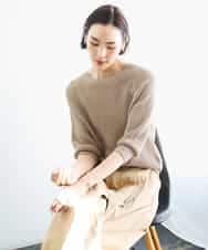 FMFGD04230 MICHEL KLEIN(ミッシェルクラン) ホールガーメント(R)ラグランラメニット ベージュ