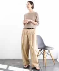 FMFGD04230 MICHEL KLEIN(ミッシェルクラン) ホールガーメント(R)ラグランラメニット ベージュ