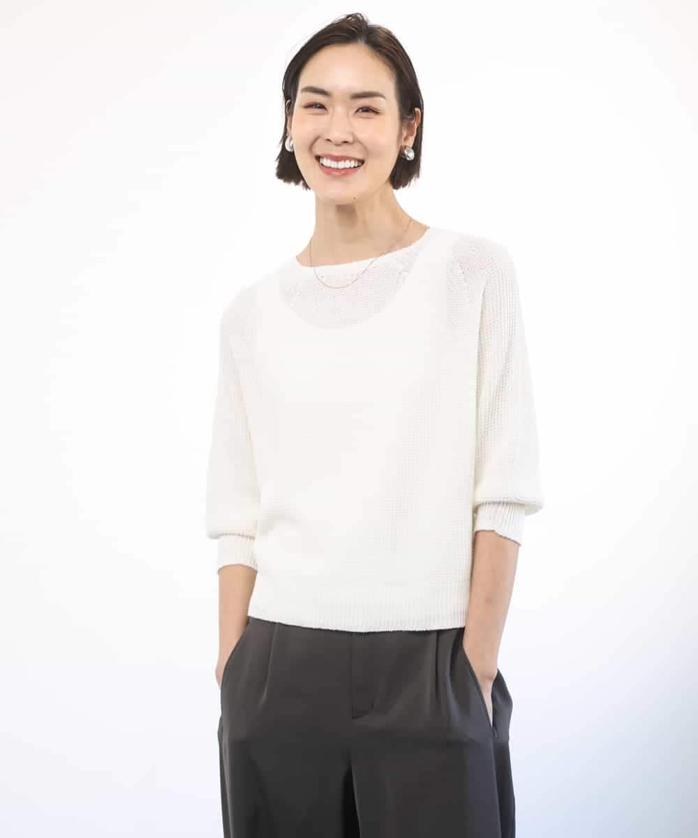 FMFGD04230 MICHEL KLEIN(ミッシェルクラン) ホールガーメント(R)ラグランラメニット ベージュ