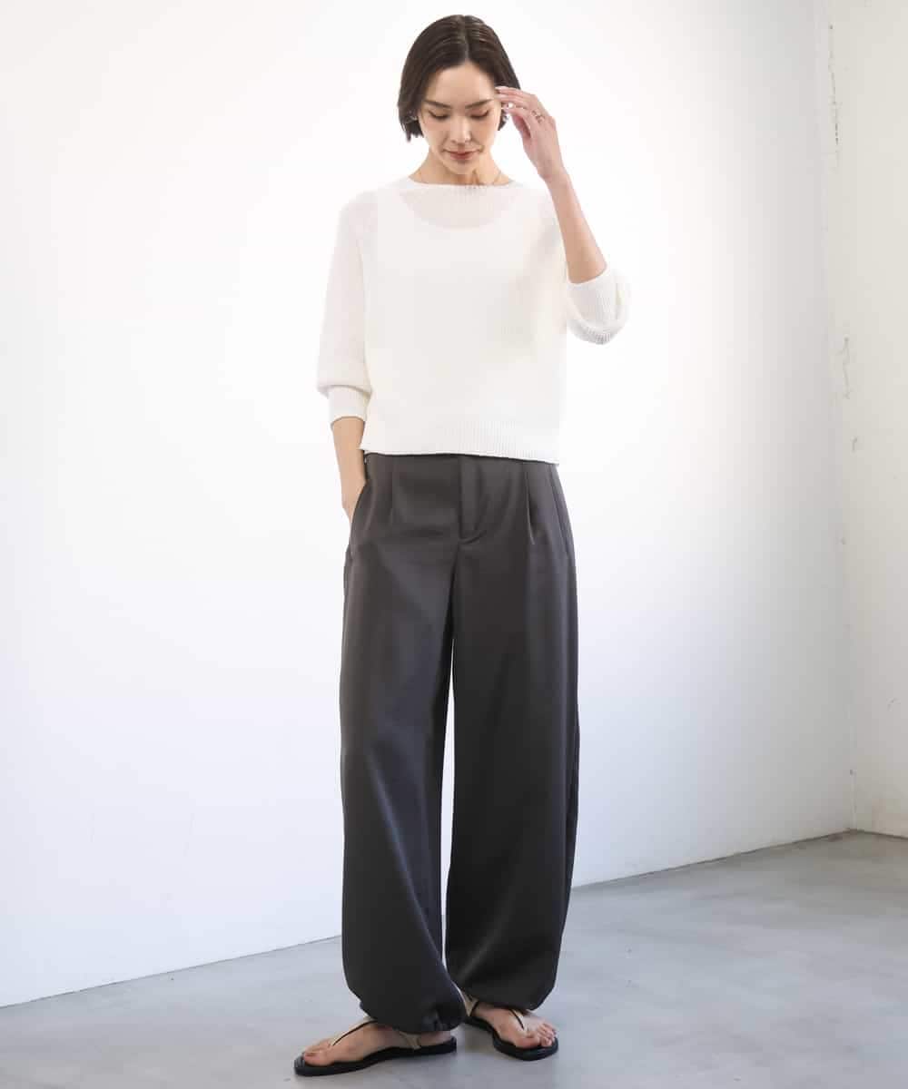 FMFGD04230 MICHEL KLEIN(ミッシェルクラン) ホールガーメント(R)ラグランラメニット ベージュ