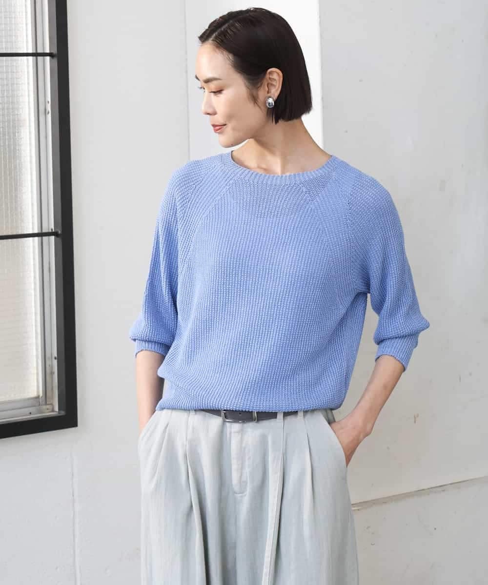 FMFGD04230 MICHEL KLEIN(ミッシェルクラン) ホールガーメント(R)ラグランラメニット ベージュ