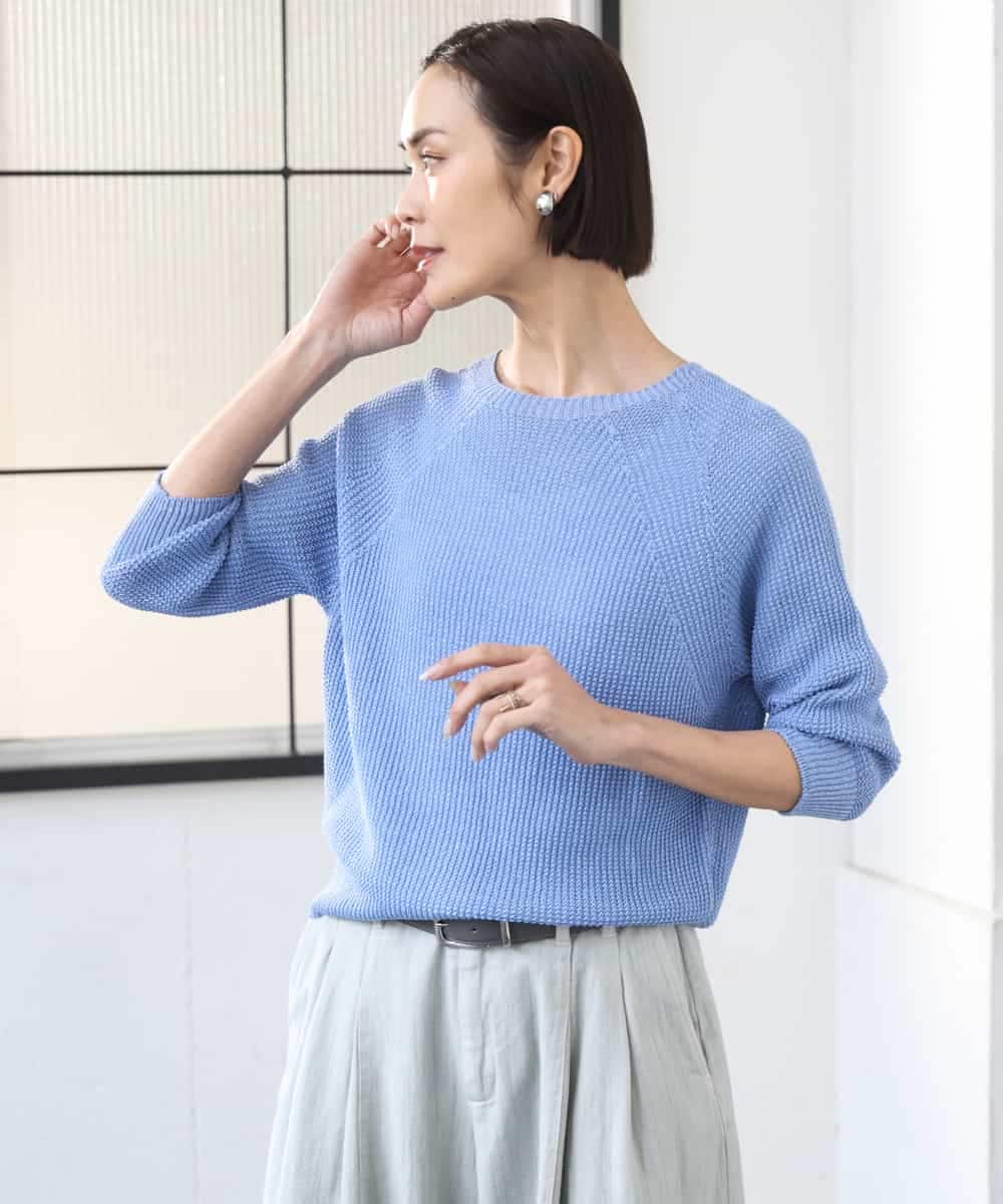 FMFGD04230 MICHEL KLEIN(ミッシェルクラン) ホールガーメント(R)ラグランラメニット ベージュ