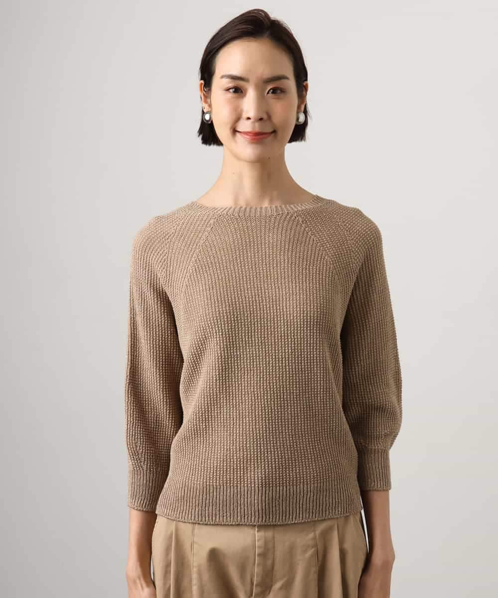 FMFGD04230 MICHEL KLEIN(ミッシェルクラン) ホールガーメント(R)ラグランラメニット ベージュ