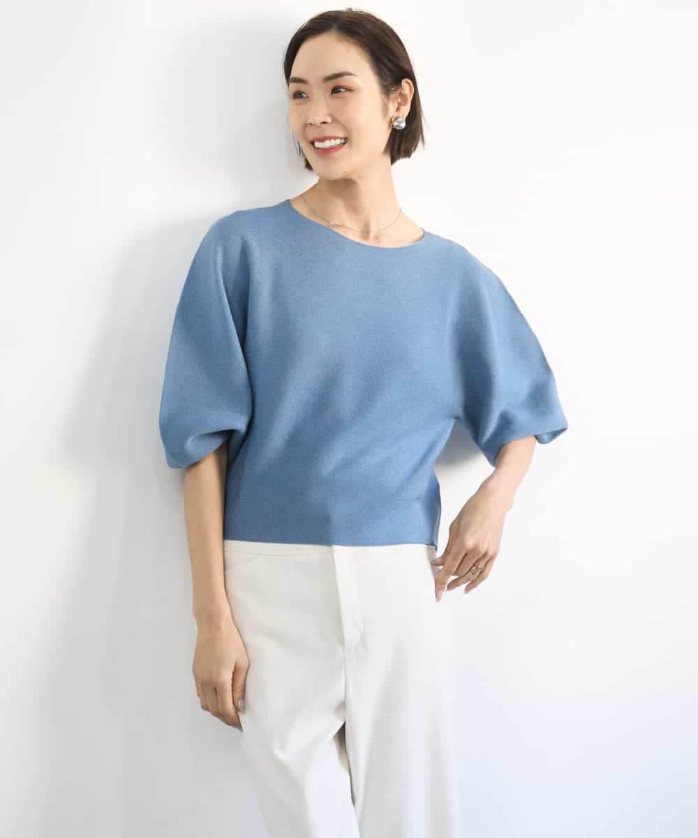 FMFGD18220 MICHEL KLEIN(ミッシェルクラン) ホールガーメント(R)パフスリーブニット オフホワイト