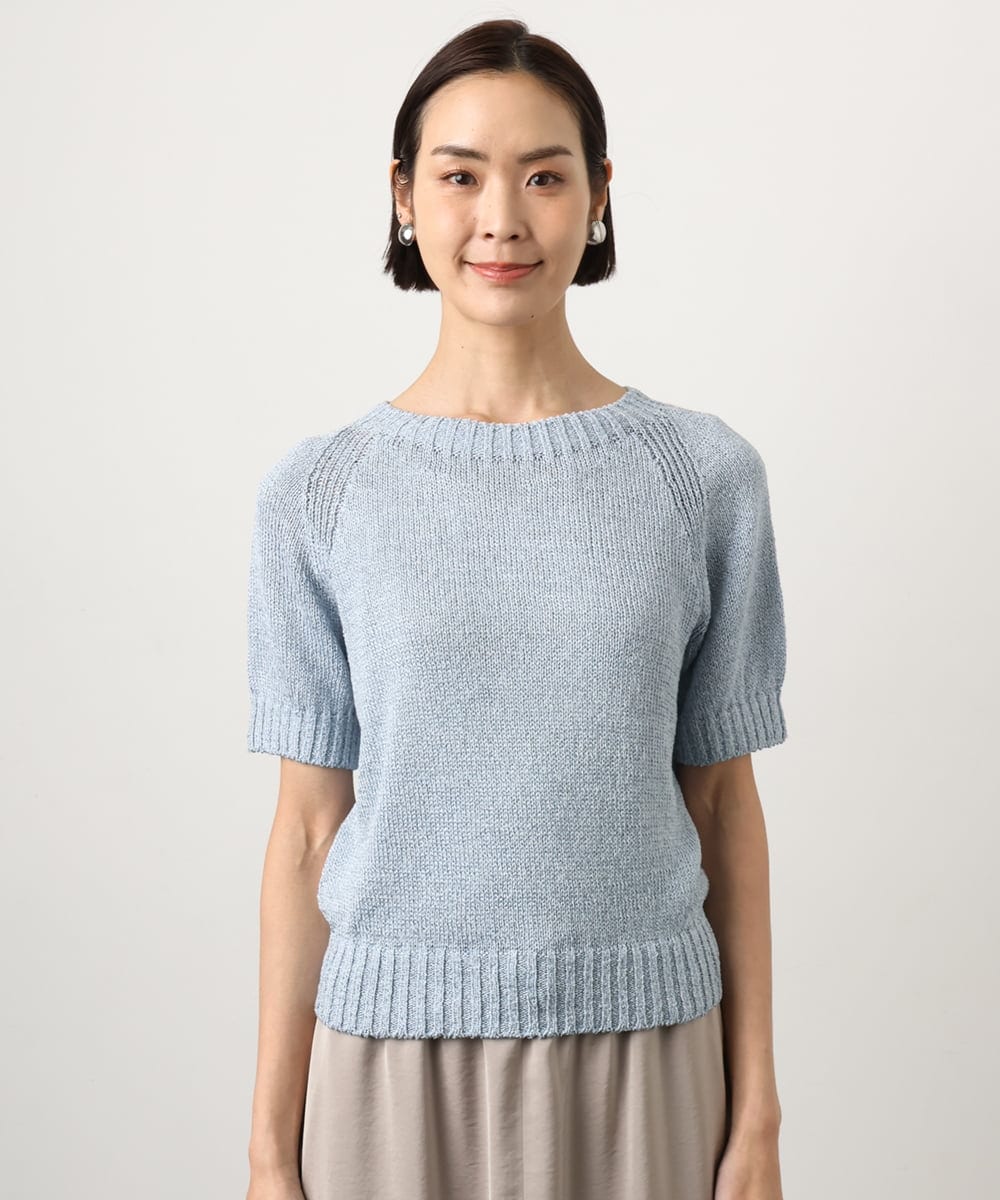 FMFGD19190 MICHEL KLEIN(ミッシェルクラン) ペーパーヤーンフェードカラーニット ライトブルー