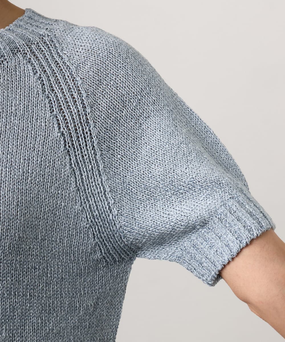 FMFGD19190 MICHEL KLEIN(ミッシェルクラン) ペーパーヤーンフェードカラーニット ライトブルー