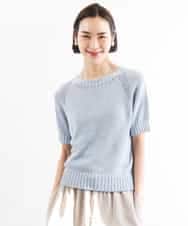 FMFGD19190 MICHEL KLEIN(ミッシェルクラン) フェードカラーラグランニット ライトブルー