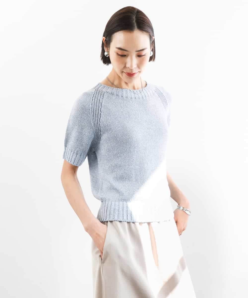 FMFGD19190 MICHEL KLEIN(ミッシェルクラン) フェードカラーラグランニット ライトブルー