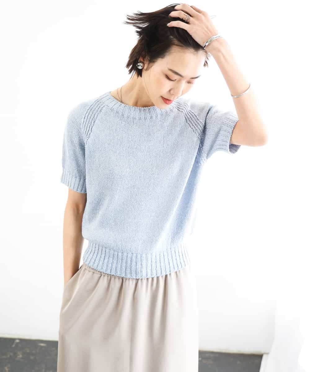 FMFGD19190 MICHEL KLEIN(ミッシェルクラン) フェードカラーラグランニット ライトブルー