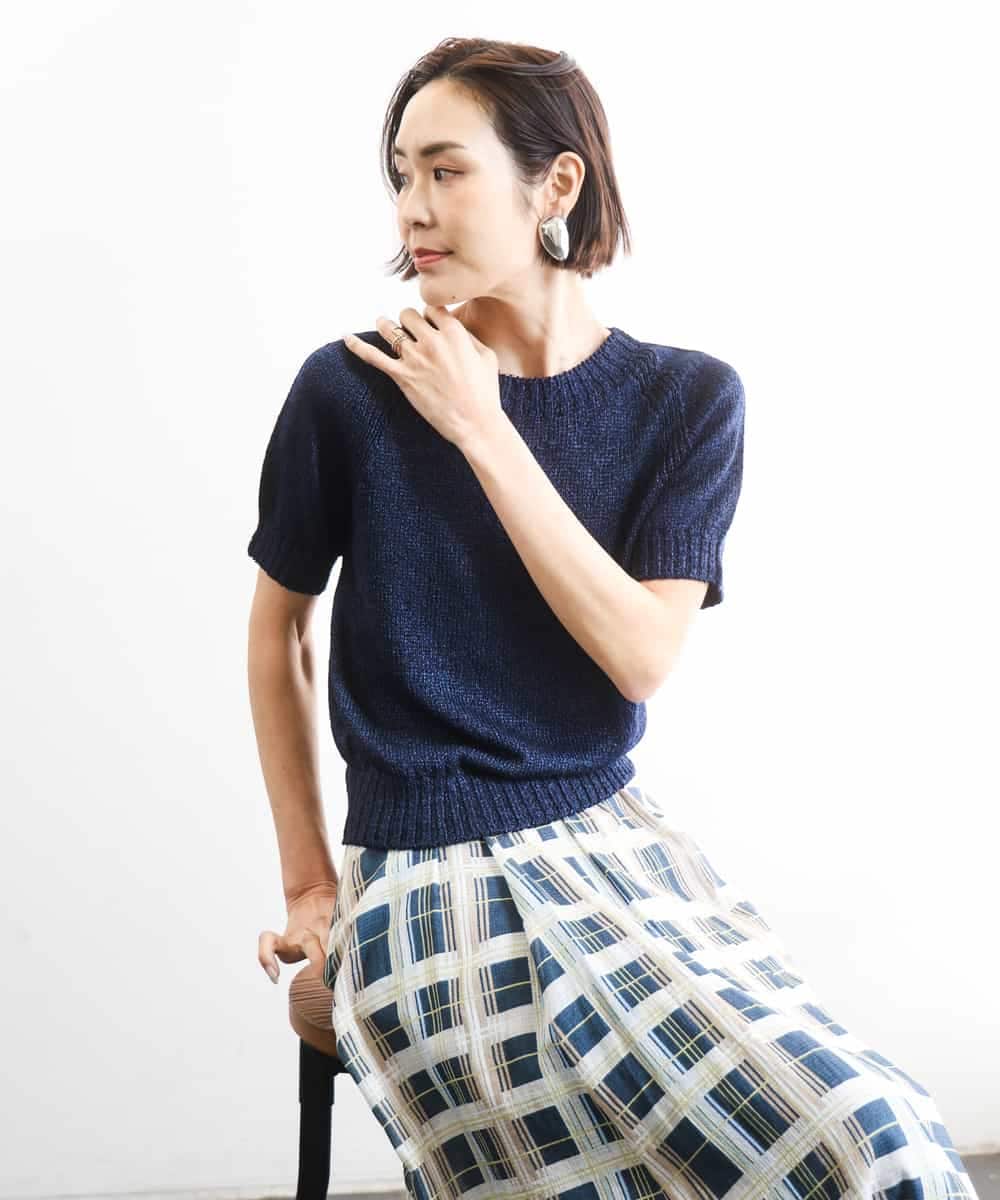 FMFGD19190 MICHEL KLEIN(ミッシェルクラン) フェードカラーラグランニット ライトブルー