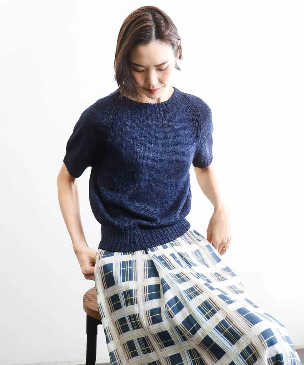 FMFGD19190 MICHEL KLEIN(ミッシェルクラン) フェードカラーラグランニット ライトブルー