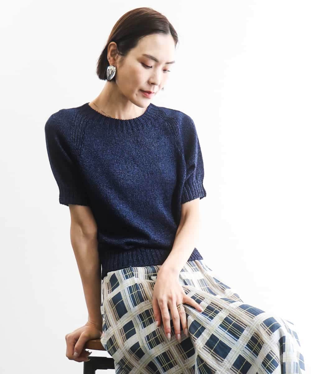 FMFGD19190 MICHEL KLEIN(ミッシェルクラン) フェードカラーラグランニット ネイビー