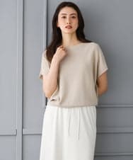 FMFGD26170 MICHEL KLEIN(ミッシェルクラン) ホールガーメント(R)フレンチスリーブニット ベージュ