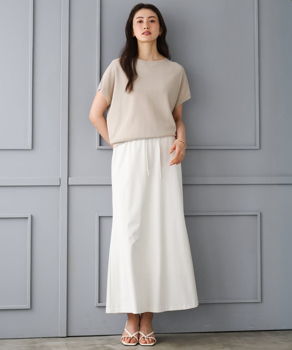 FMFGD26170 MICHEL KLEIN(ミッシェルクラン) ホールガーメント(R)フレンチスリーブニット ベージュ