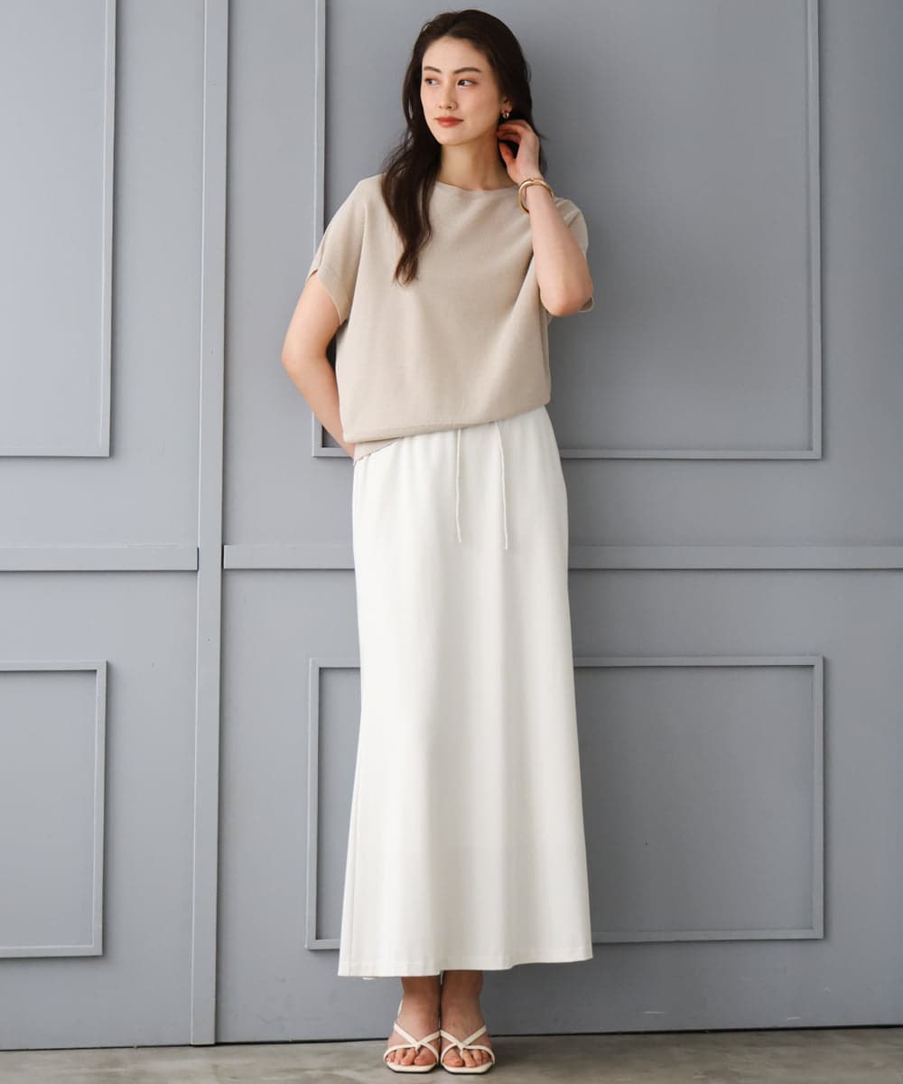 FMFGD26170 MICHEL KLEIN(ミッシェルクラン) ホールガーメント(R)フレンチスリーブニット ベージュ