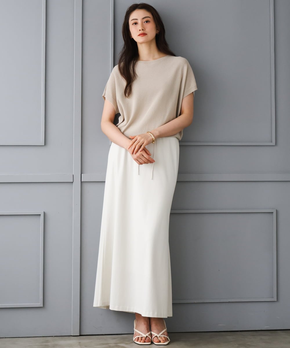 FMFGD26170 MICHEL KLEIN(ミッシェルクラン) ホールガーメント(R)フレンチスリーブニット ベージュ