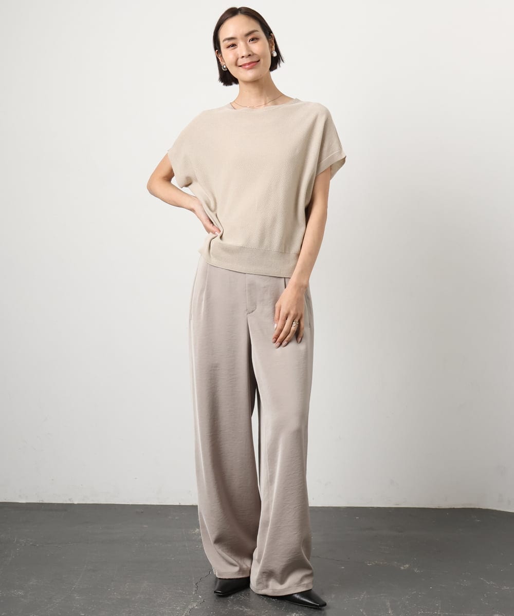 FMFGD26170 MICHEL KLEIN(ミッシェルクラン) ホールガーメント(R)フレンチスリーブニット ベージュ