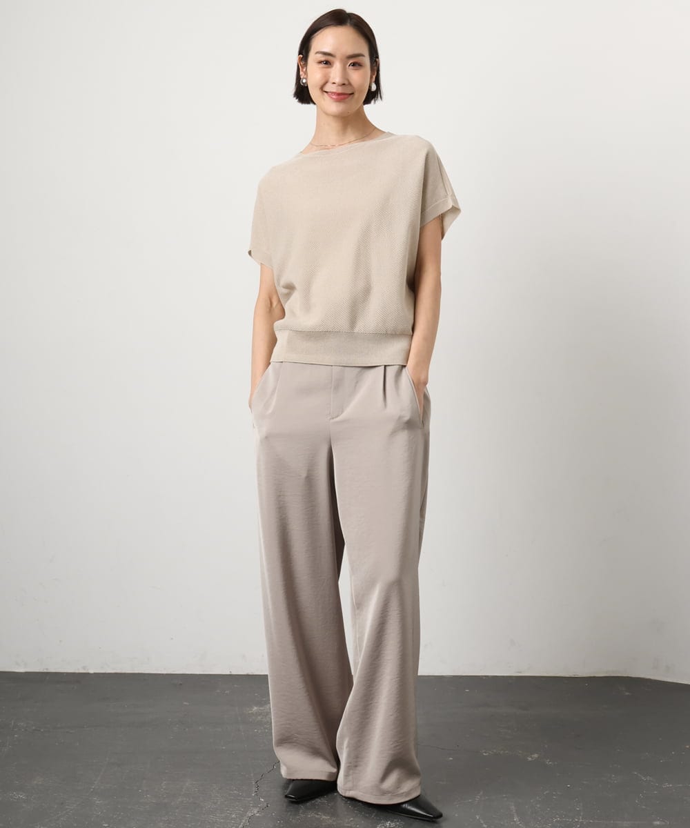 FMFGD26170 MICHEL KLEIN(ミッシェルクラン) ホールガーメント(R)フレンチスリーブニット ベージュ