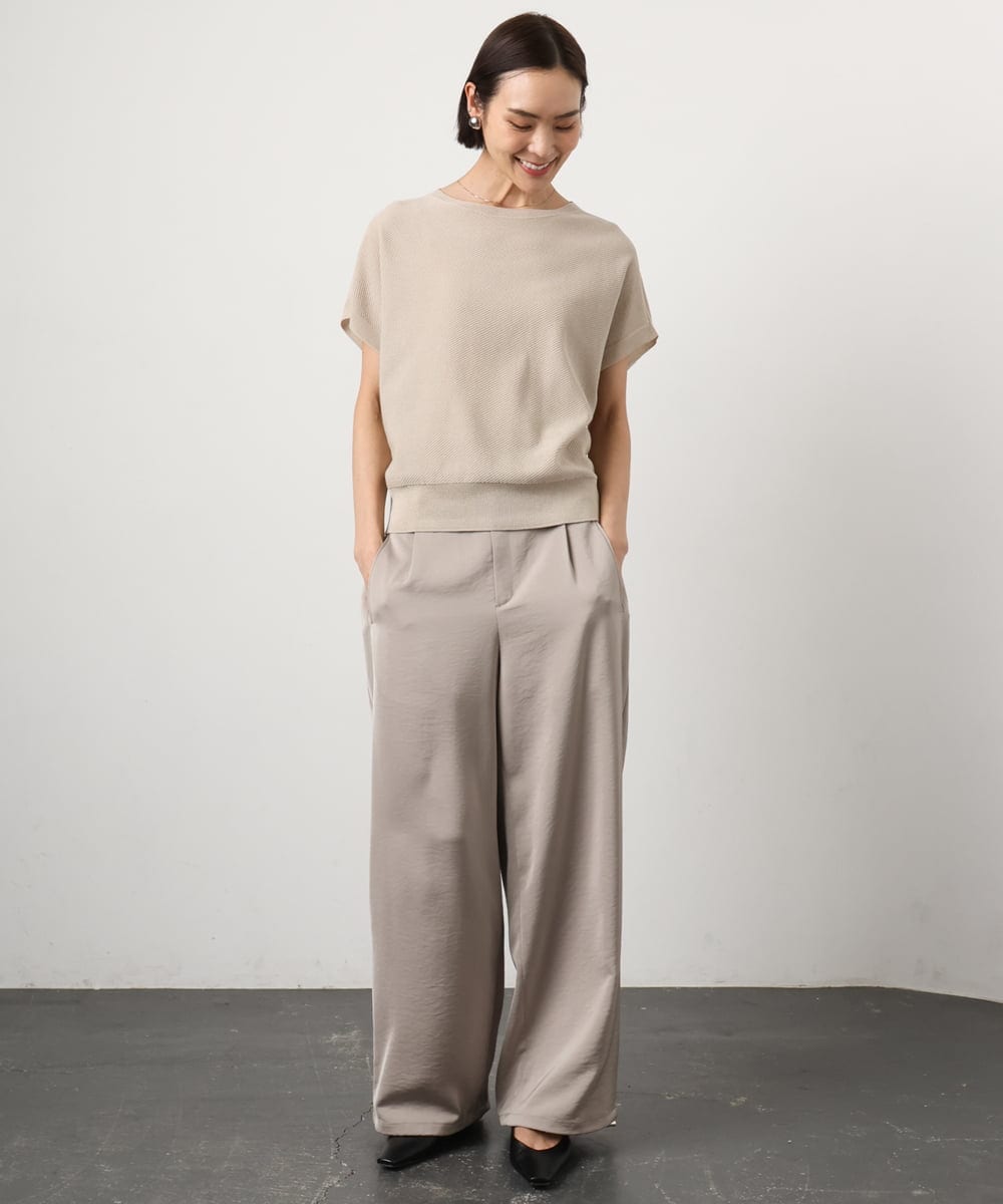 FMFGD26170 MICHEL KLEIN(ミッシェルクラン) ホールガーメント(R)フレンチスリーブニット ベージュ