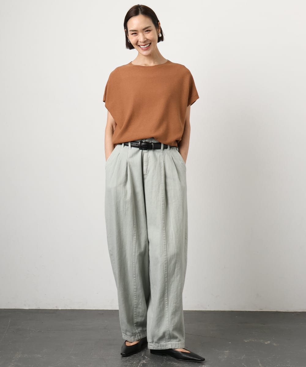 FMFGD26170 MICHEL KLEIN(ミッシェルクラン) ホールガーメント(R)フレンチスリーブニット ベージュ