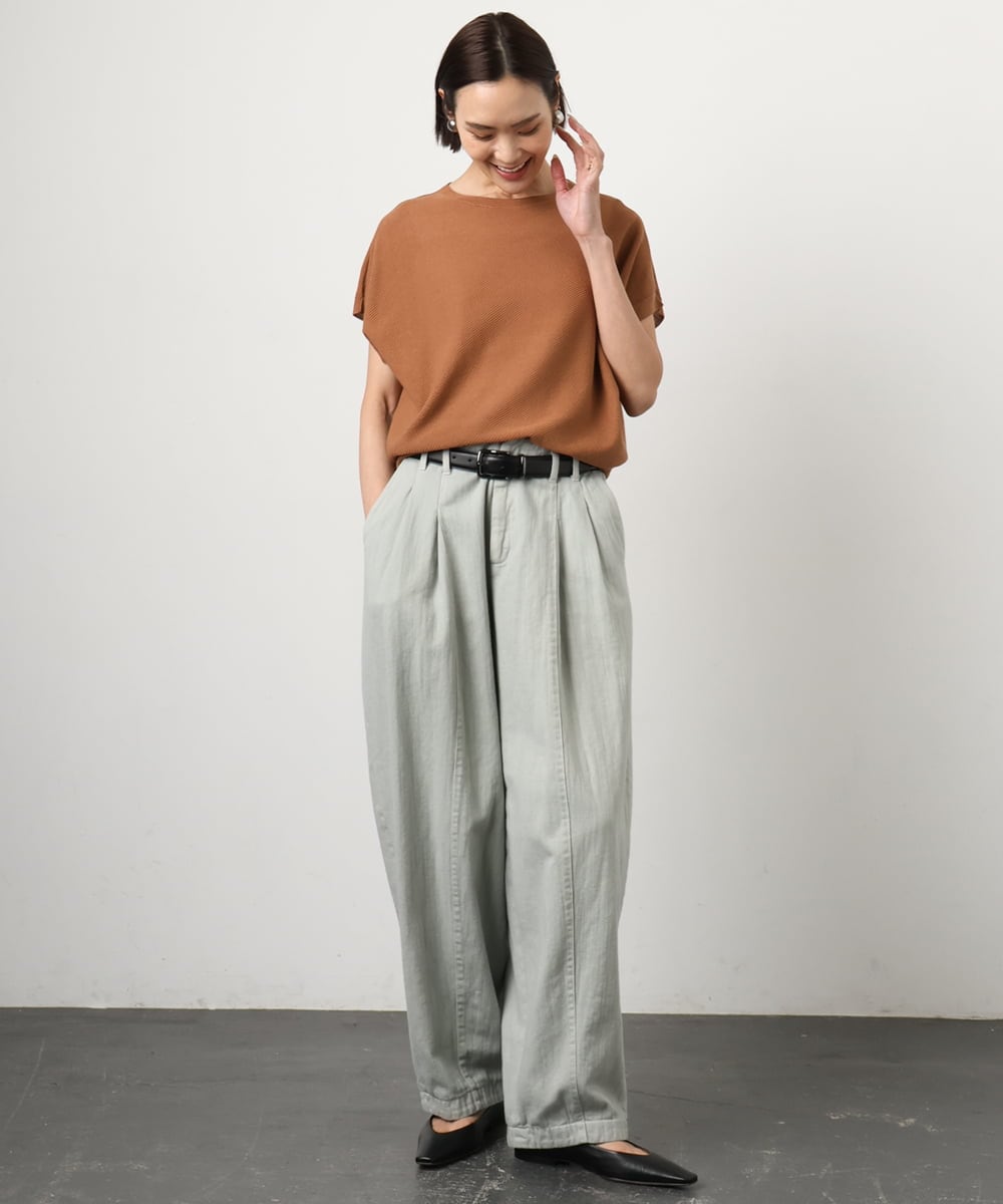 FMFGD26170 MICHEL KLEIN(ミッシェルクラン) ホールガーメント(R)フレンチスリーブニット ベージュ