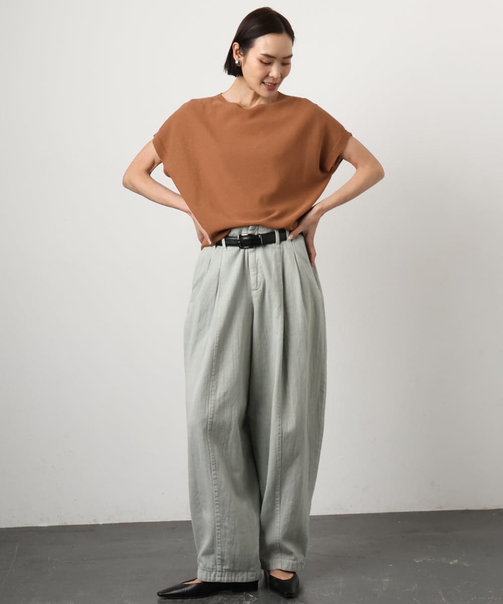 FMFGD26170 MICHEL KLEIN(ミッシェルクラン) ホールガーメント(R)フレンチスリーブニット ベージュ