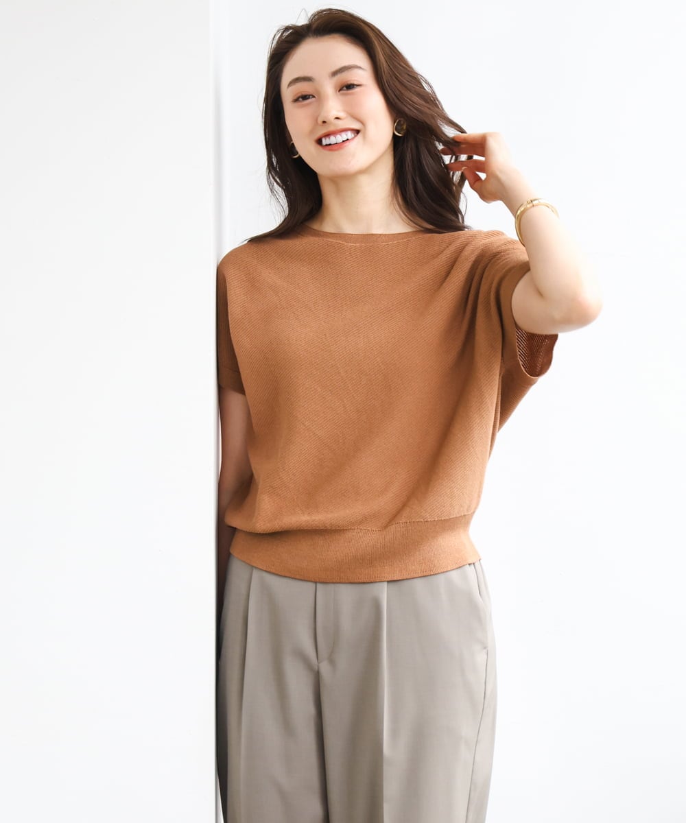 FMFGD26170 MICHEL KLEIN(ミッシェルクラン) ホールガーメント(R)フレンチスリーブニット ベージュ