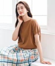 FMFGD26170 MICHEL KLEIN(ミッシェルクラン) ホールガーメント(R)フレンチスリーブニット ベージュ