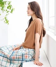 FMFGD26170 MICHEL KLEIN(ミッシェルクラン) ホールガーメント(R)フレンチスリーブニット ベージュ