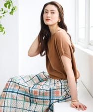 FMFGD26170 MICHEL KLEIN(ミッシェルクラン) ホールガーメント(R)フレンチスリーブニット ベージュ