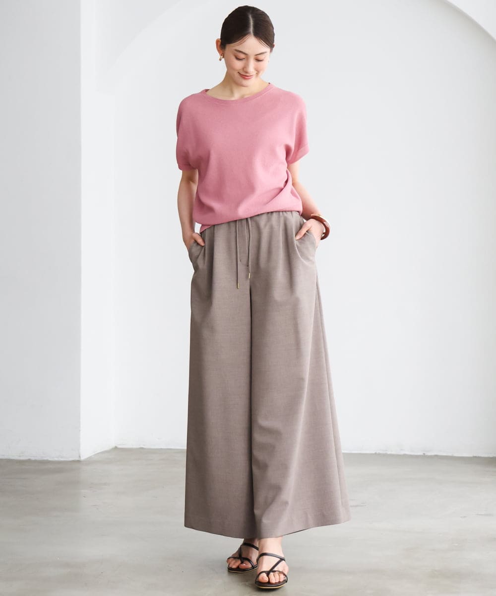 FMFGD26170 MICHEL KLEIN(ミッシェルクラン) ホールガーメント(R)フレンチスリーブニット ベージュ