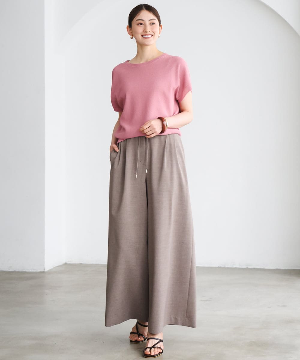 FMFGD26170 MICHEL KLEIN(ミッシェルクラン) ホールガーメント(R)フレンチスリーブニット ベージュ