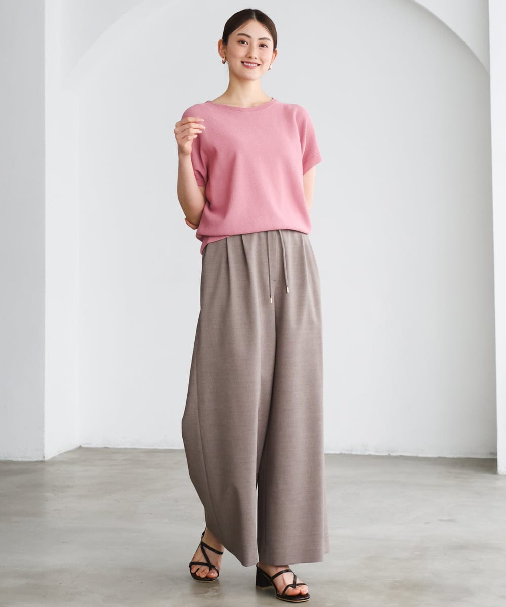 FMFGD26170 MICHEL KLEIN(ミッシェルクラン) ホールガーメント(R)フレンチスリーブニット ベージュ