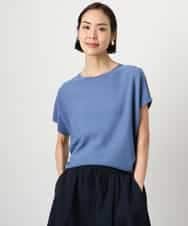 FMFGD26170 MICHEL KLEIN(ミッシェルクラン) ホールガーメント(R)フレンチスリーブニット ブルー