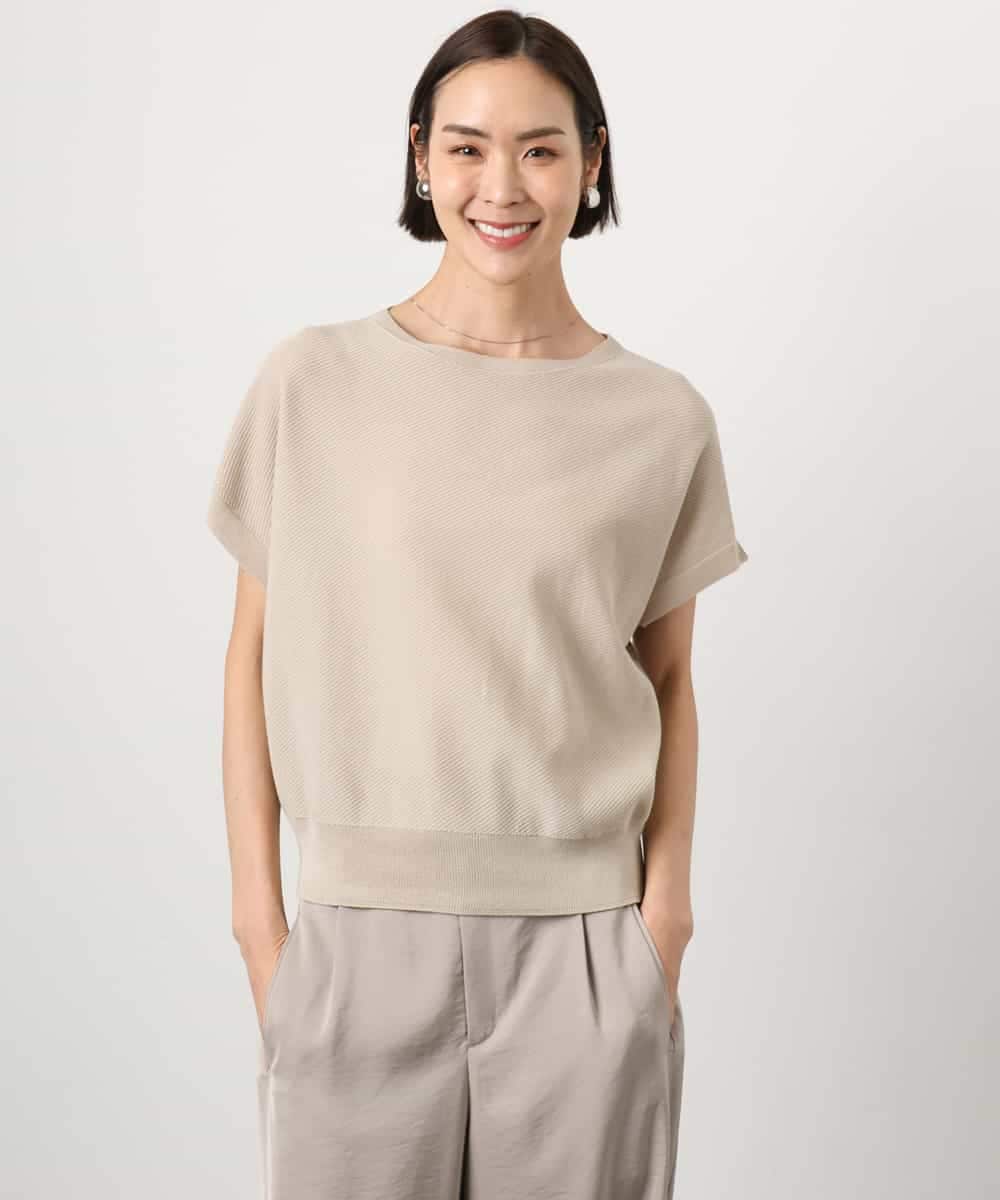 FMFGD26170 MICHEL KLEIN(ミッシェルクラン) ホールガーメント(R)フレンチスリーブニット ベージュ