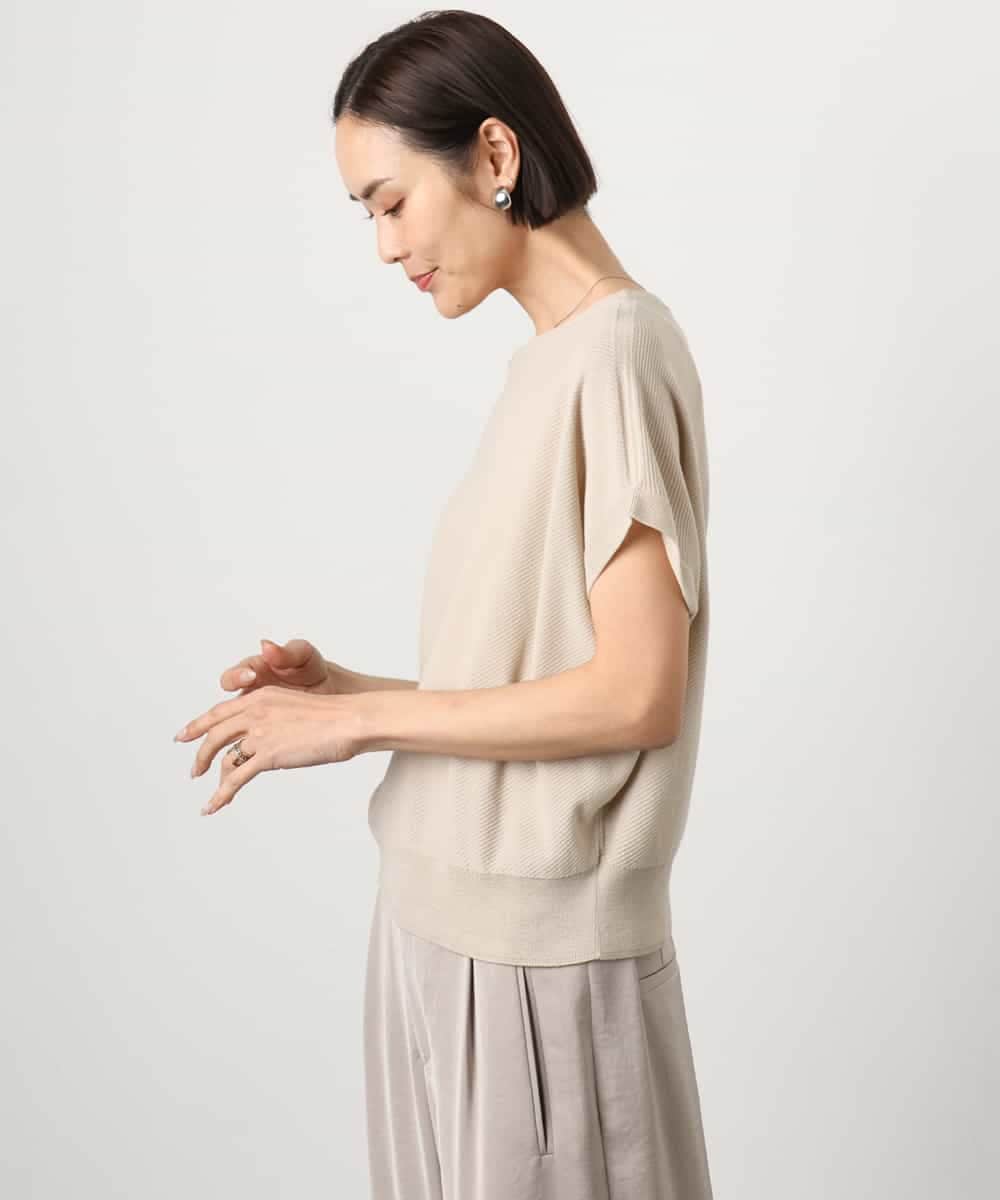 FMFGD26170 MICHEL KLEIN(ミッシェルクラン) ホールガーメント(R)フレンチスリーブニット ベージュ