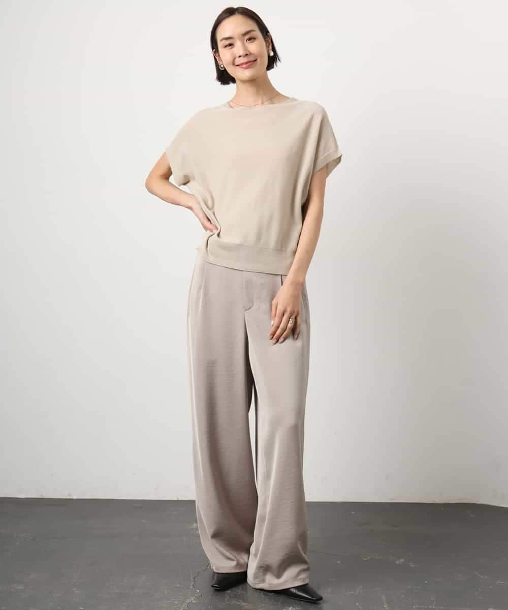 FMFGD26170 MICHEL KLEIN(ミッシェルクラン) ホールガーメント(R)フレンチスリーブニット ベージュ