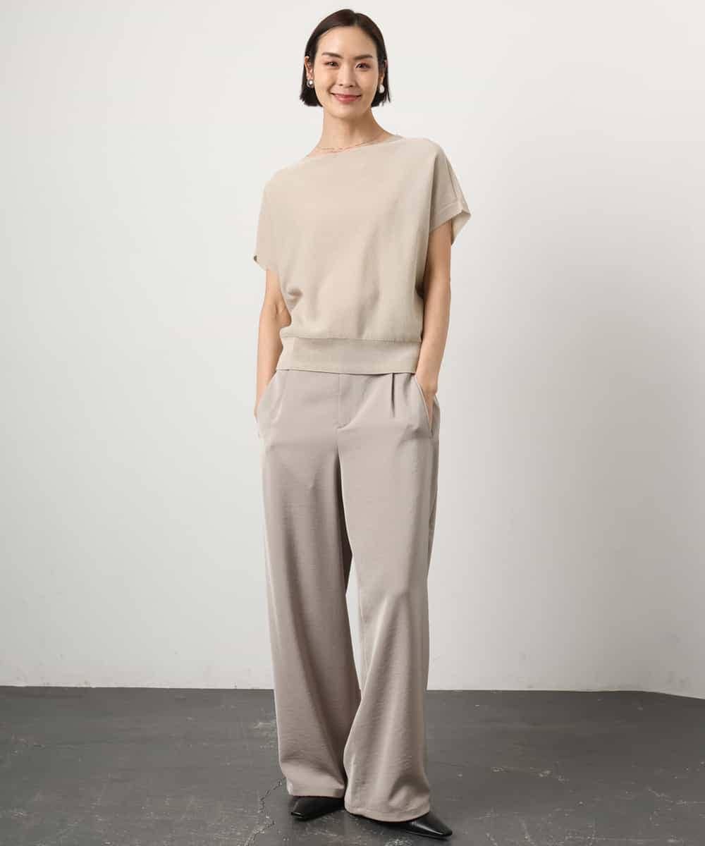 FMFGD26170 MICHEL KLEIN(ミッシェルクラン) ホールガーメント(R)フレンチスリーブニット ベージュ