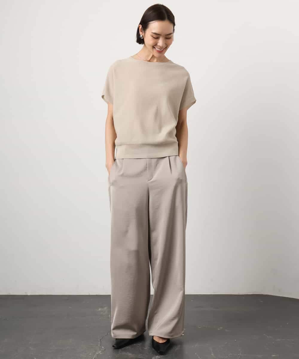 FMFGD26170 MICHEL KLEIN(ミッシェルクラン) ホールガーメント(R)フレンチスリーブニット ベージュ