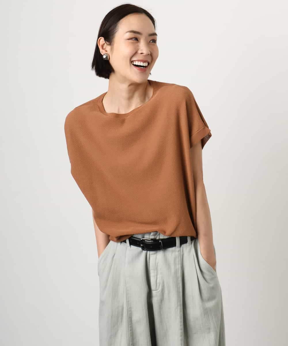 FMFGD26170 MICHEL KLEIN(ミッシェルクラン) ホールガーメント(R)フレンチスリーブニット ベージュ