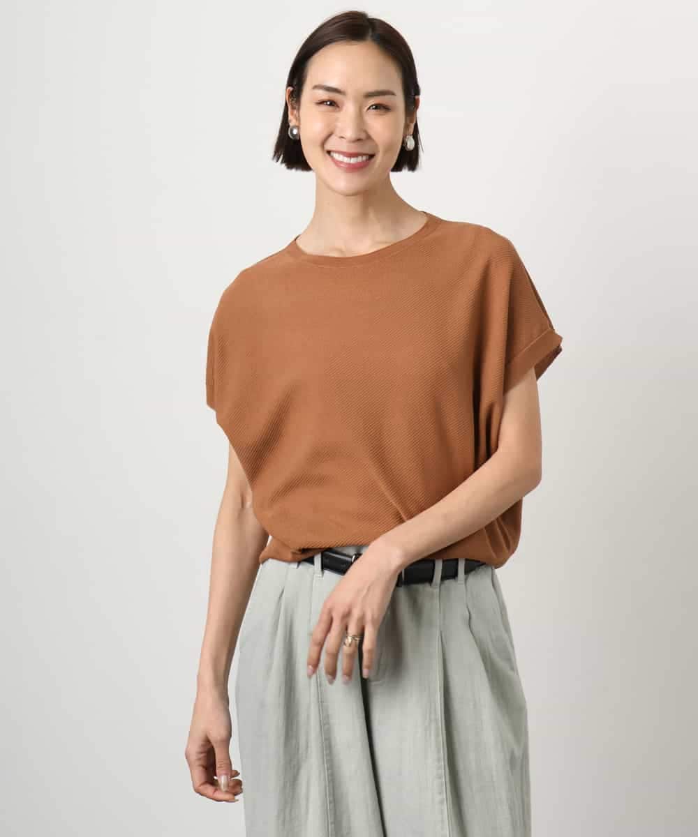 FMFGD26170 MICHEL KLEIN(ミッシェルクラン) ホールガーメント(R)フレンチスリーブニット ベージュ