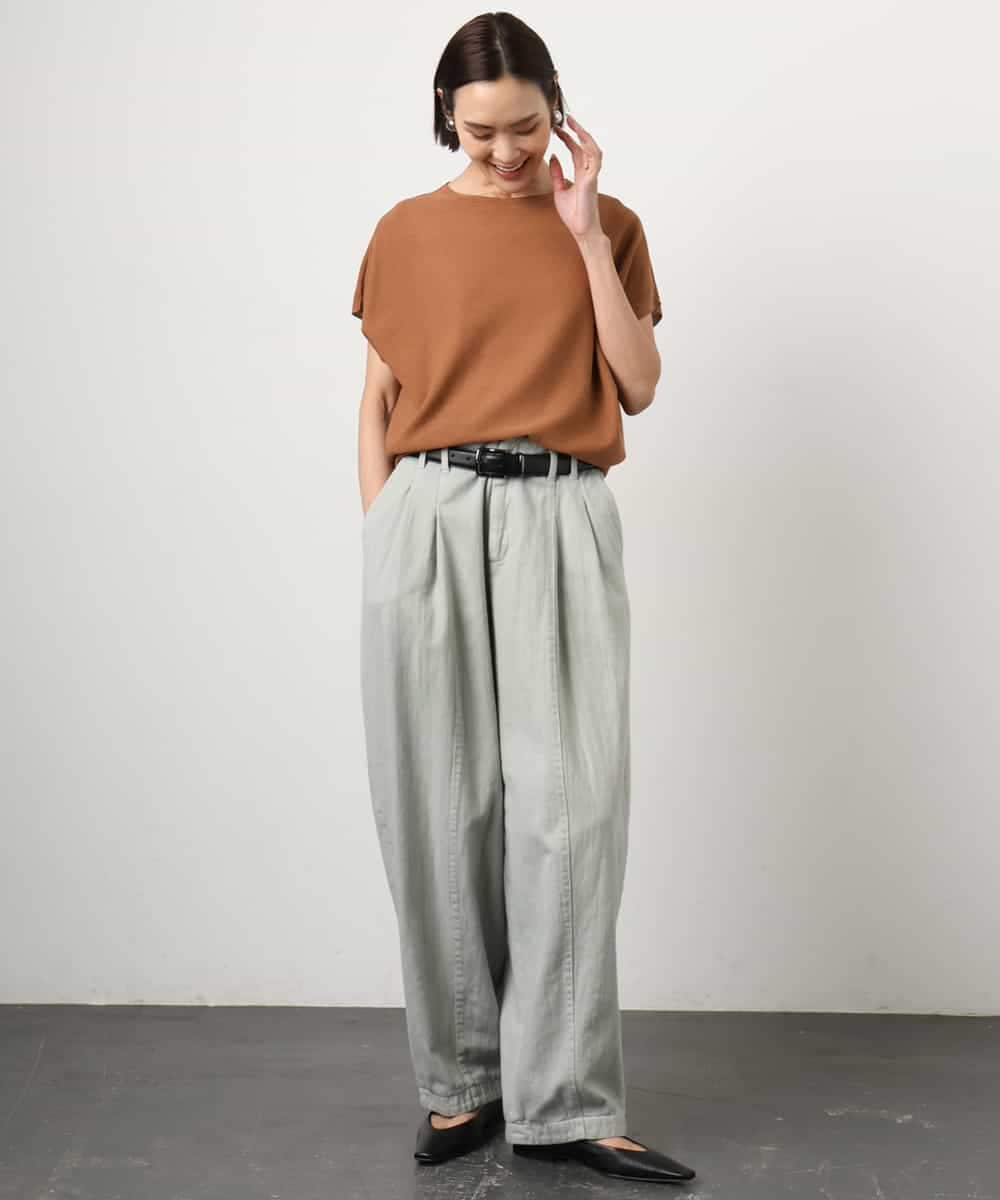 FMFGD26170 MICHEL KLEIN(ミッシェルクラン) ホールガーメント(R)フレンチスリーブニット ベージュ