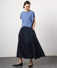 FMFGD26170 MICHEL KLEIN(ミッシェルクラン) ホールガーメント(R)フレンチスリーブニット ベージュ