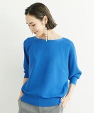 FMFGS17160 MICHEL KLEIN(ミッシェルクラン) [定番人気/新色追加]ホールガーメント(R)ドルマンスリーブニット（7分袖） ブルーB(56)