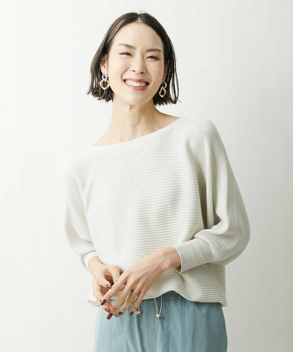 FMFGS17160 MICHEL KLEIN(ミッシェルクラン) [定番人気/新色追加]ホールガーメント(R)ドルマンスリーブニット（7分袖） グレージュ(81)